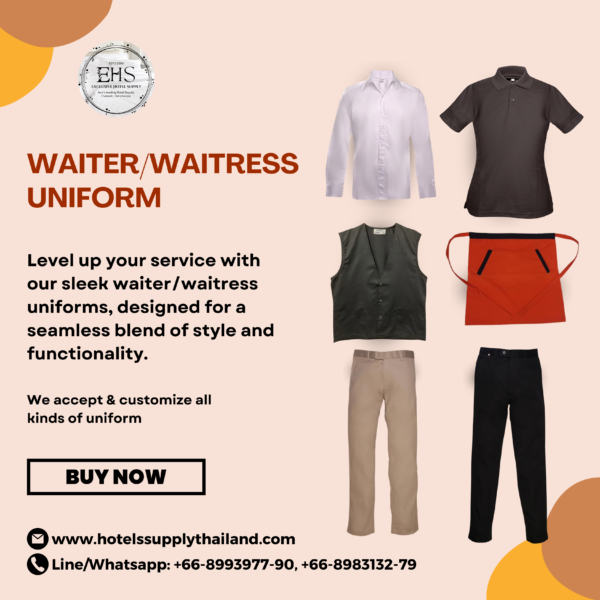 ShortAprons, Pants, PoloTshirts, Shirts, WaiterUniform, WaitressUniform, HotelSupplYThailand