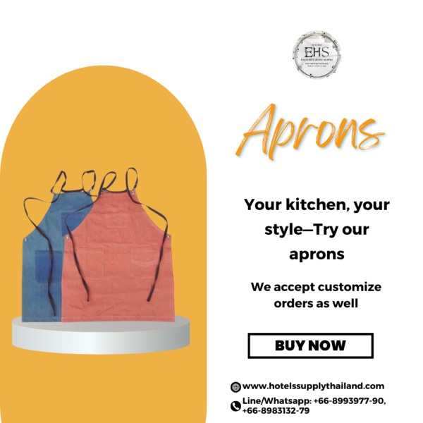 Aprons, Denim Full Length, Full Length Apron, Short Apron, Hotel Supply Thailand