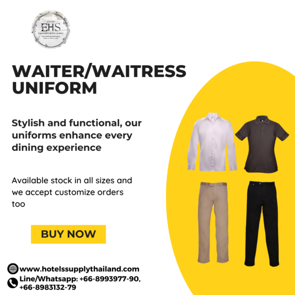 ShortAprons, Pants, PoloTshirts, Shirts, WaiterUniform, WaitressUniform, HotelSupplYThailand