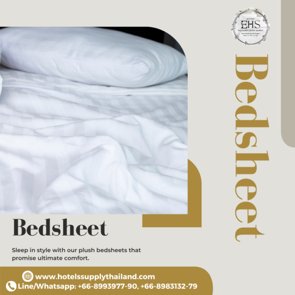 Hotel Supply Thailand, Bedsheets, Plain Bedsheet, Stripe Bedsheet