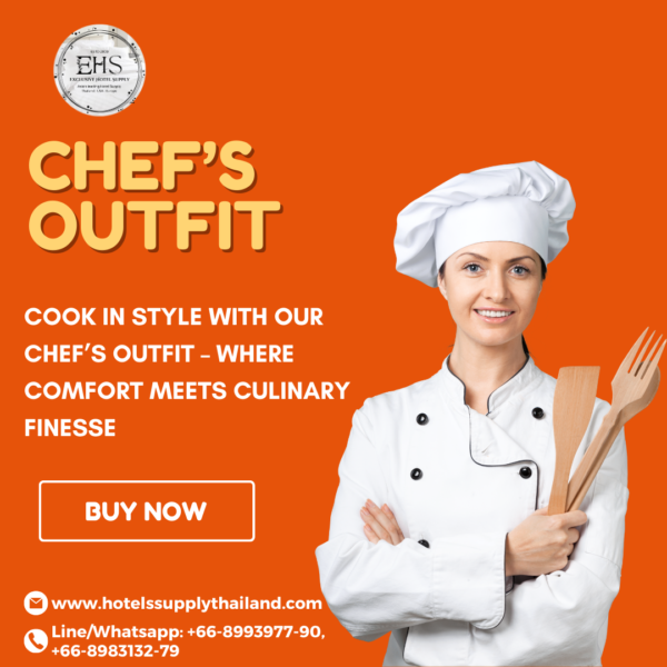 Chef’s Shirt Full Sleeve, Chef’s Hats, Chef’s Shirt Half Sleeve, Hotel Supply Thailand